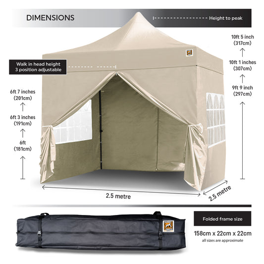 Gorilla Gazebo 2.5m x 2.5m Pop-Up Gazebo in Cream