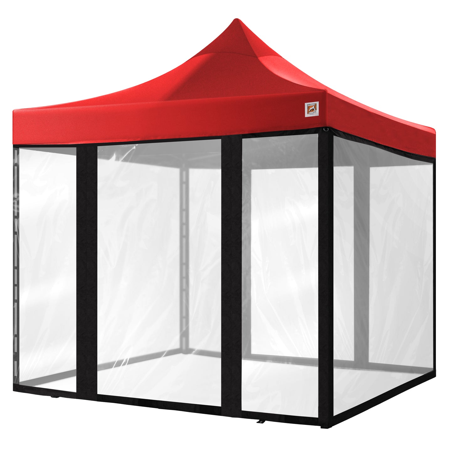 Gorilla Gazebo 3m x 3m Pop-Up Gazebo Red with Four Clear PVC Sides