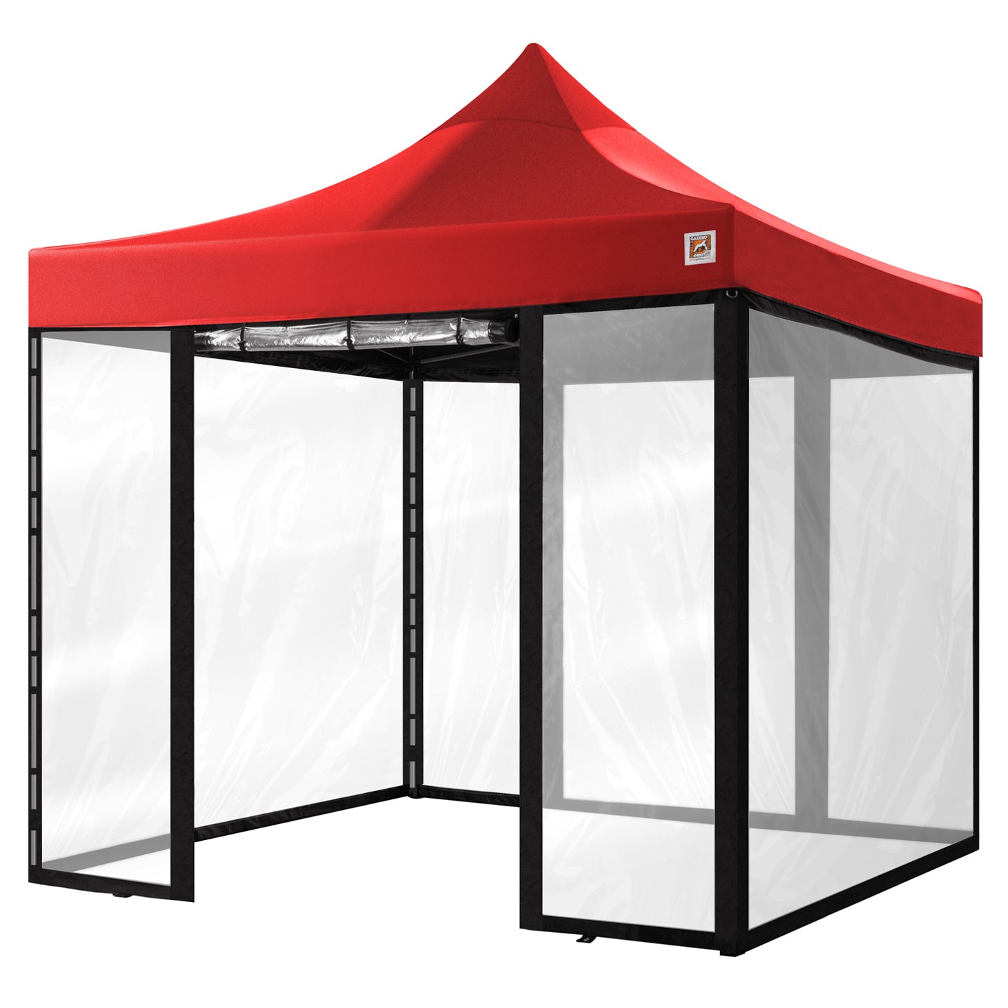 Gorilla Gazebo 3m x 3m Pop-Up Gazebo Red with Four Clear PVC Sides