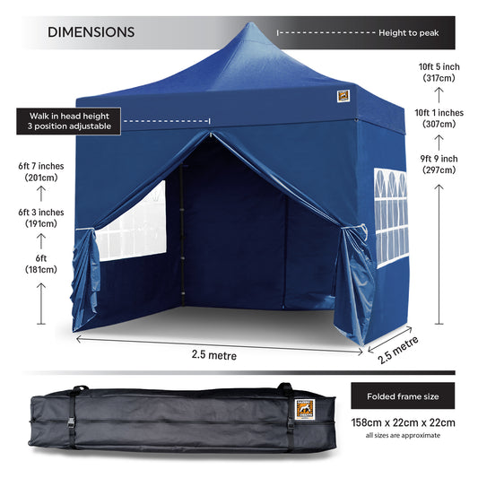Gorilla Gazebo 2.5m x 2.5m Pop-Up Gazebo - Blue