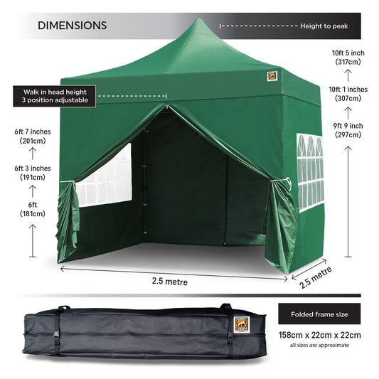 Gorilla Gazebo 2.5m x 2.5m Pop-Up Gazebo - Green