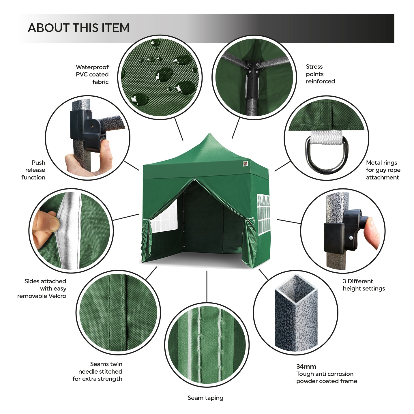 Gorilla Gazebo 2.5m x 2.5m Pop-Up Gazebo - Green