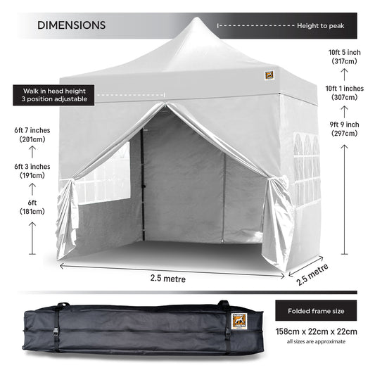 Gorilla Gazebo 2.5m x 2.5m Pop-Up Gazebo - White