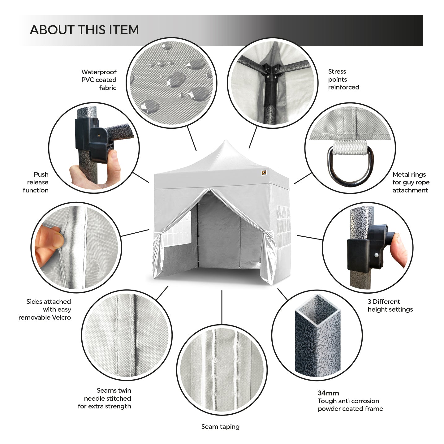 Gorilla Gazebo 2.5m x 2.5m Pop-Up Gazebo - White