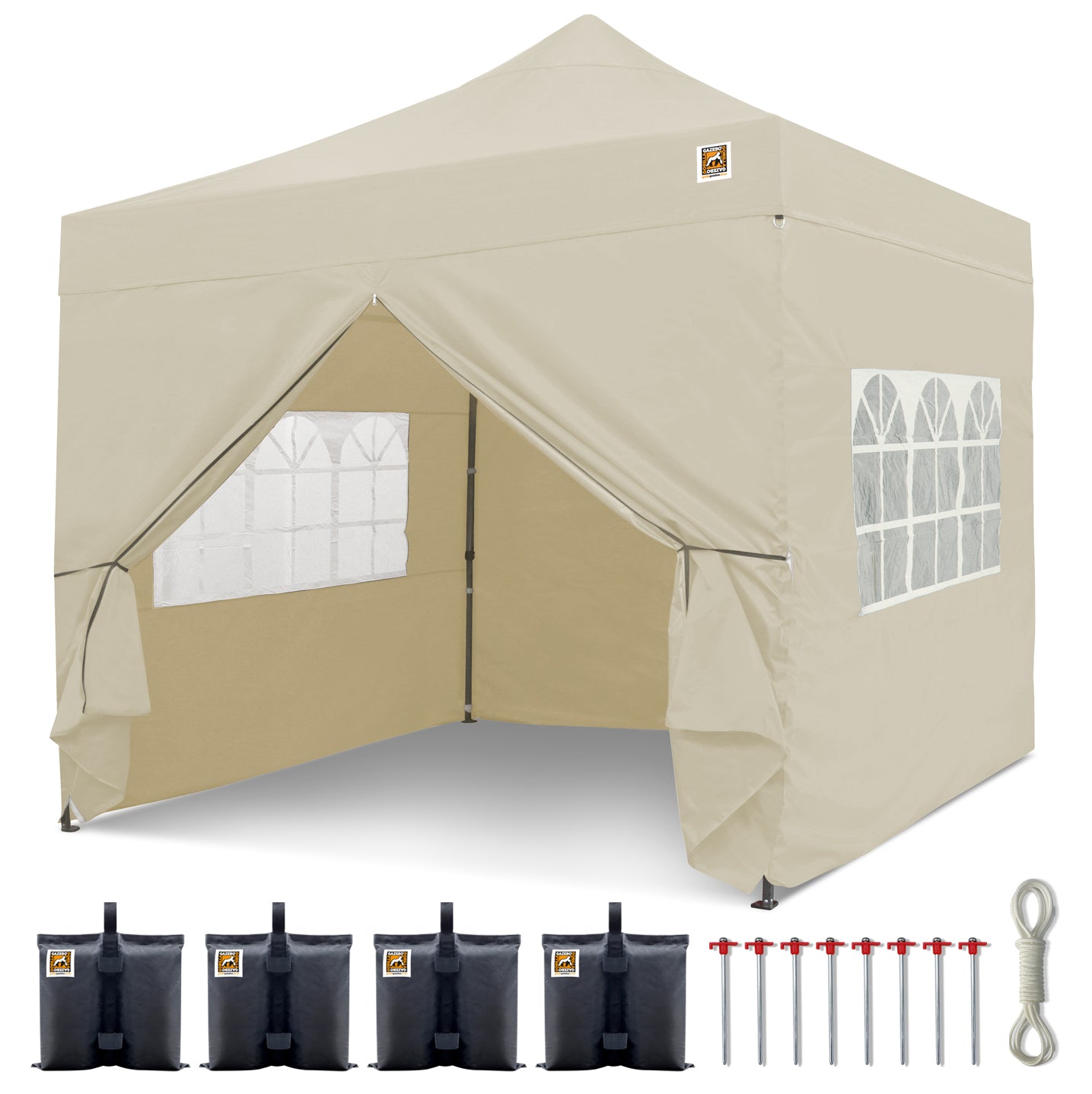 Gorilla Gazebo 3m x 3m Pop-Up Gazebo Cream with Four Sides