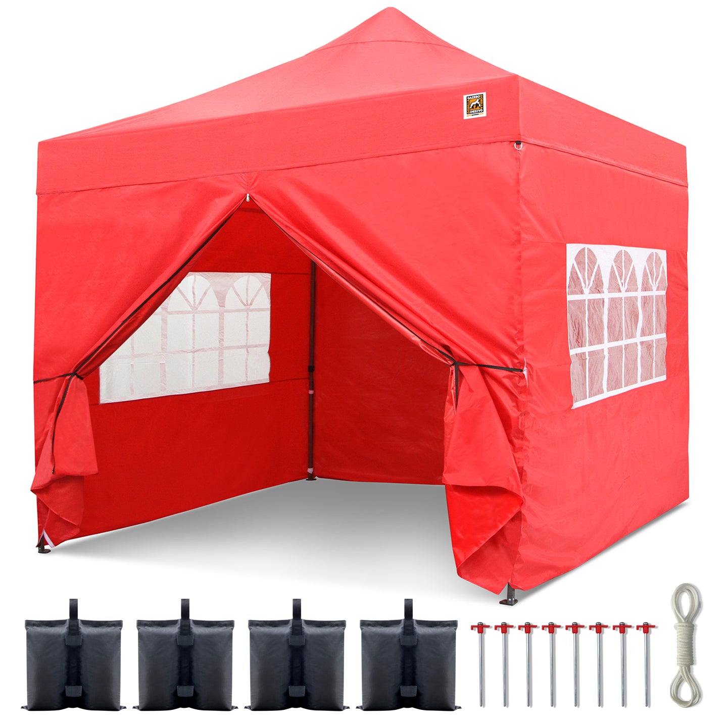 Gorilla Gazebo 3m x 3m Pop-Up Gazebo Red with Four Sides