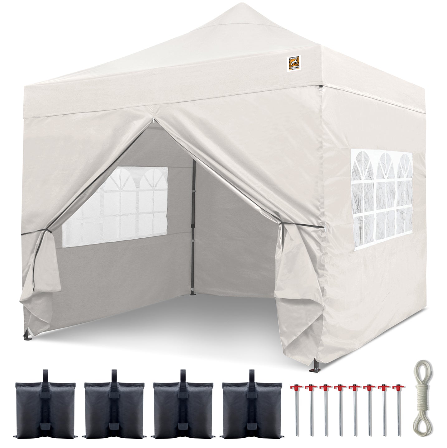 Gorilla Gazebo 3m x 3m Pop-Up Gazebo White with Four Sides
