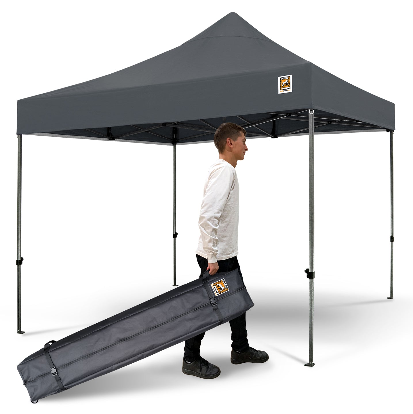 Gorilla Gazebo 3m x 3m Pop-Up Gazebo Grey with Four Sides