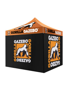 Custom Printed Gorilla Gazebo 3m x 3m Pop-Up Gazebo with Four Sides, Leg Weights, Wheeled Carrybag, Peg and Guy Ropes