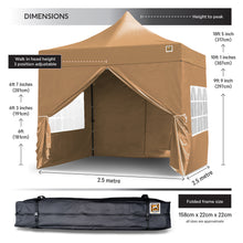 Load image into Gallery viewer, Gorilla Gazebo 2.5m x 2.5m Pop-Up Gazebo in Beige with Four Sides, Leg Weight Bags and Wheeled Carrybag