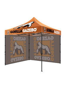 Custom Printed Gorilla Gazebo 3m x 3m Pop-Up Gazebo with Four Sides, Leg Weights, Wheeled Carrybag, Peg and Guy Ropes