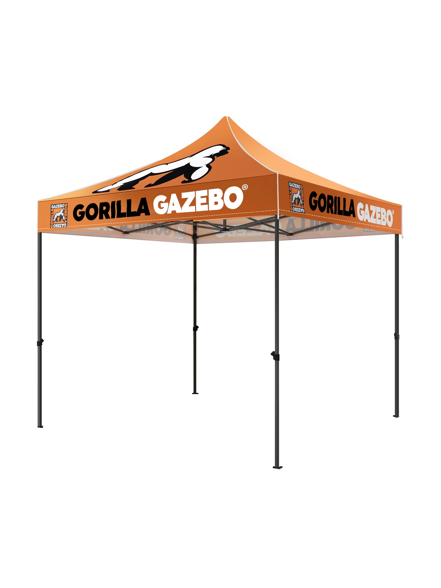 Custom Printed Gorilla Gazebo 3m x 3m Pop-Up Gazebo with Four Sides, Leg Weights, Wheeled Carrybag, Peg and Guy Ropes