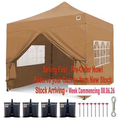 Gorilla Gazebo 3m x 3m Pop-Up Gazebo Beige with Four Sides