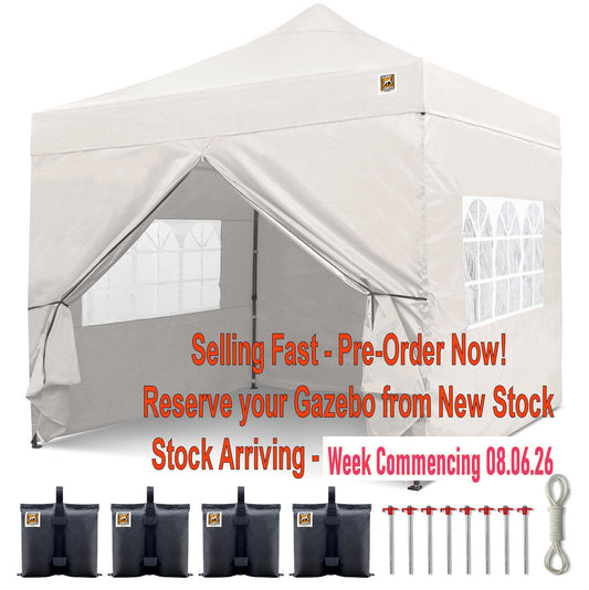 Gorilla Gazebo 3m x 3m Pop-Up Gazebo White with Four Sides