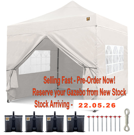 Gorilla Gazebo 3m x 3m Pop-Up Gazebo White with Four Sides