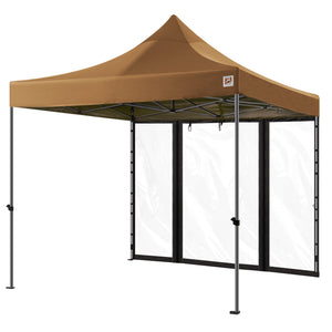 Gorilla Gazebo 3m x 3m Pop-Up Gazebo Beige with Four Clear PVC Sides, Leg Weights, Wheeled Carrybag, Peg and Guy Ropes