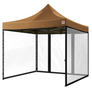 Gorilla Gazebo 3m x 3m Pop-Up Gazebo Beige with Four Clear PVC Sides, Leg Weights, Wheeled Carrybag, Peg and Guy Ropes