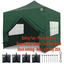 Load image into Gallery viewer, Gorilla Gazebo 3m x 3m Pop-Up Gazebo Green with Four Sides, Leg Weights, Wheeled Carrybag, Peg and Guy Ropes