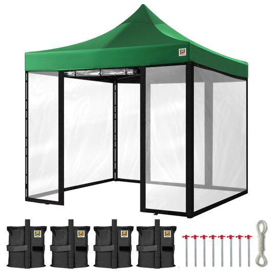 Gorilla Gazebo 3m x 3m Pop-Up Gazebo Green with Four Clear PVC Sides