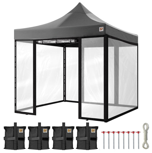 Gorilla Gazebo 3m x 3m Pop-Up Gazebo Grey with Four Clear PVC Sides
