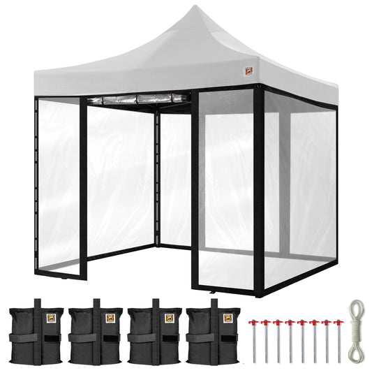 Gorilla Gazebo 3m x 3m Pop-Up Gazebo White with Four Clear PVC Sides