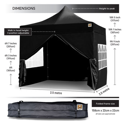 Gorilla Gazebo 2.5m x 2.5m Pop-Up Gazebo - Black