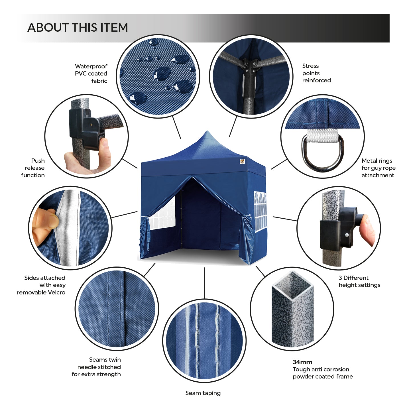 Gorilla Gazebo 2.5m x 2.5m Pop-Up Gazebo - Blue