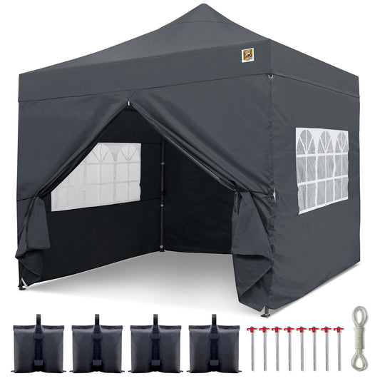 Gorilla Gazebo 3m x 3m Pop-Up Gazebo Grey with Four Sides