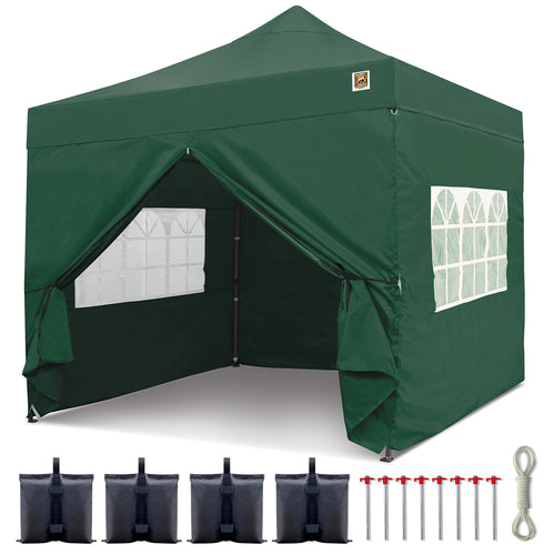 Gorilla Gazebo 3m x 3m Pop-Up Gazebo Green with Four Sides, Leg Weights, Wheeled Carrybag, Peg and Guy Ropes