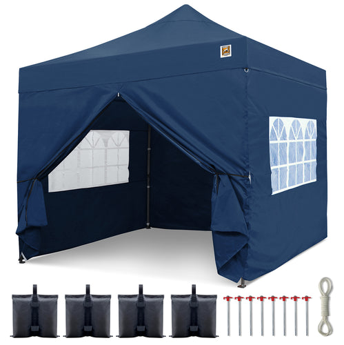 Gorilla Gazebo 3m x 3m Pop-Up Gazebo Blue with Four Sides, Leg Weights, Wheeled Carrybag, Peg and Guy Ropes