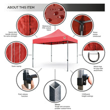 Load image into Gallery viewer, Gorilla Gazebo 3m x 3m Pop-Up Gazebo No Sides, Leg Weights, Wheeled Carrybag, Peg and Guy Ropes - Red